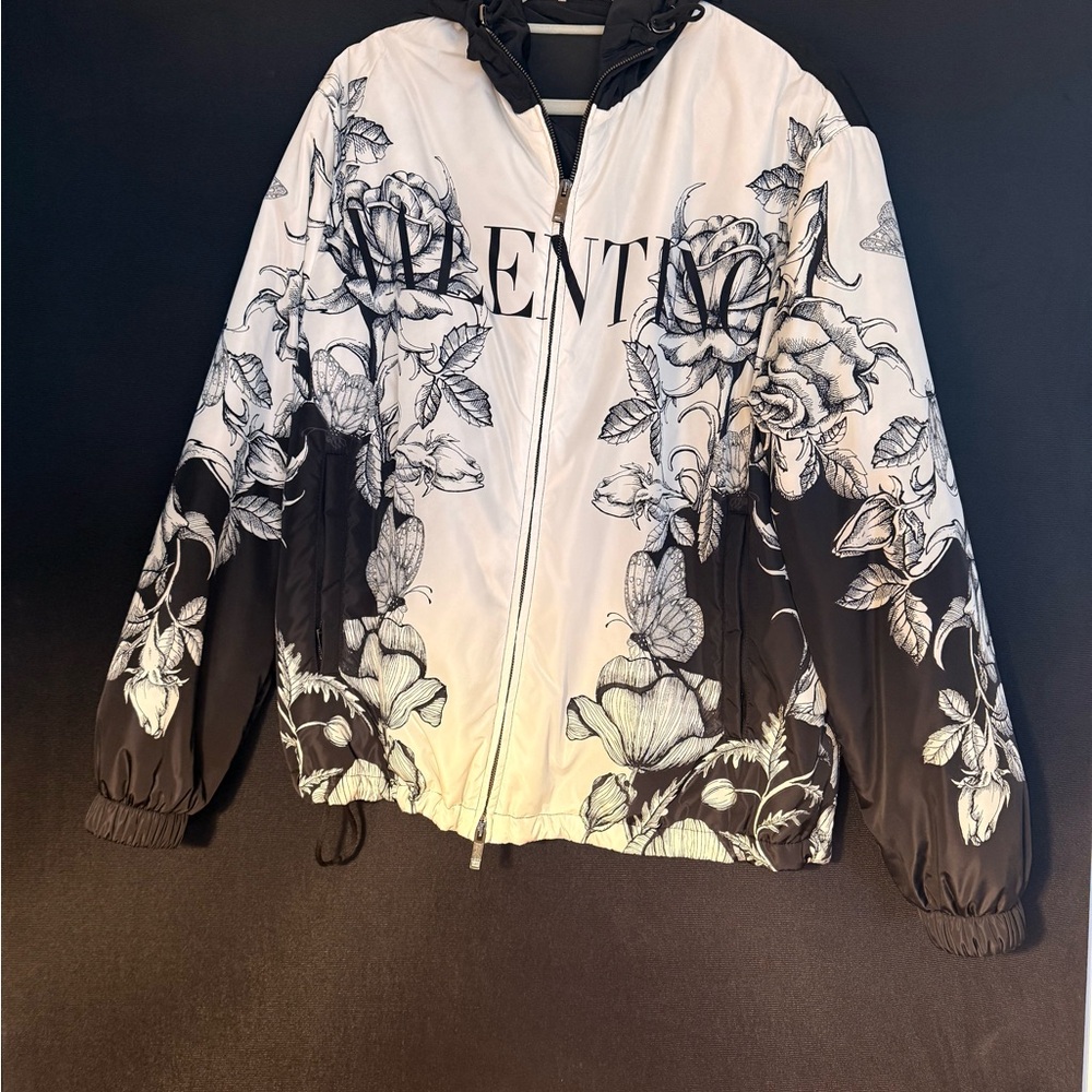 Valentino Monochrome Floral Bomber Jacket